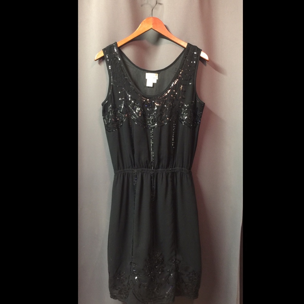 M.S.S.P Black Sequined Cocktail Dress